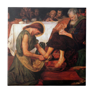 Jezus die Peter's Feet wast Tegeltje