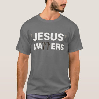 Jezus doet er alles aan om een houten kruis te mak t-shirt