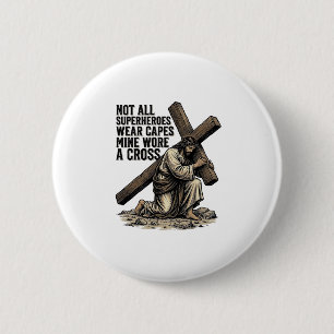 Jezus draagt het Kruis Vintage Christelijk Ronde Button 5,7 Cm