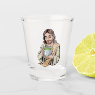 Jezus Drinkt Matcha Drank Christelijk Shot Glas