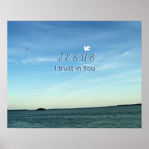 Jezus & Duif in een Rustige Lucht Scene Poster