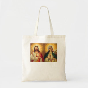 Jezus en Afbeelding van het Geheilig hart en immac Tote Bag