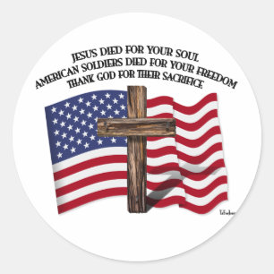 Jezus en de Amerikaanse soldaten hebben ons oversp Ronde Sticker