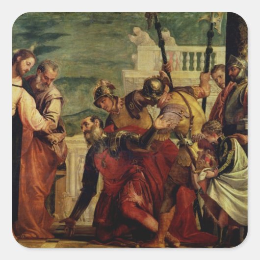 Jezus en de eeuw vierkante sticker (Voorkant)