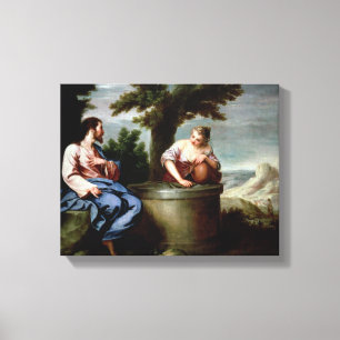 Jezus en de Samaritaanse vrouw Canvas Afdruk