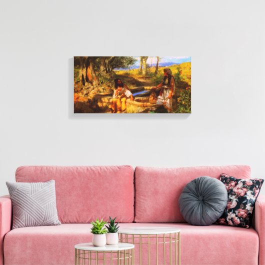 Jezus en de Samaritaanse vrouw Canvas Afdruk (Insitu (Woonkamer))