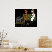 Jezus en duivel spelen videogames Pixel Art Poster (Keuken)