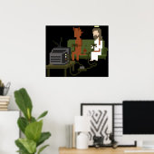Jezus en duivel spelen videogames Pixel Art Poster (Thuiskantoor)