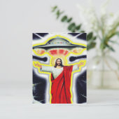 Jezus en een ufo briefkaart (Staand voorkant)