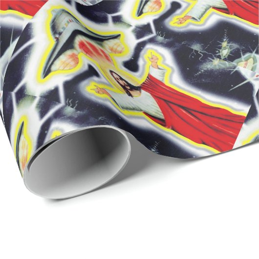 Jezus en een ufo cadeaupapier (Rol Hoek)