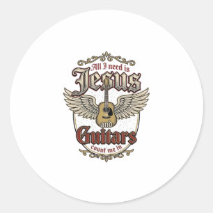 Jezus en Gitaren Vintage Christelijke Gitaar Ronde Sticker