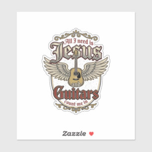 Jezus en Gitaren Vintage Christelijke Gitaar Sticker