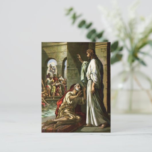 Jezus en het man in de pool briefkaart (Staand voorkant)
