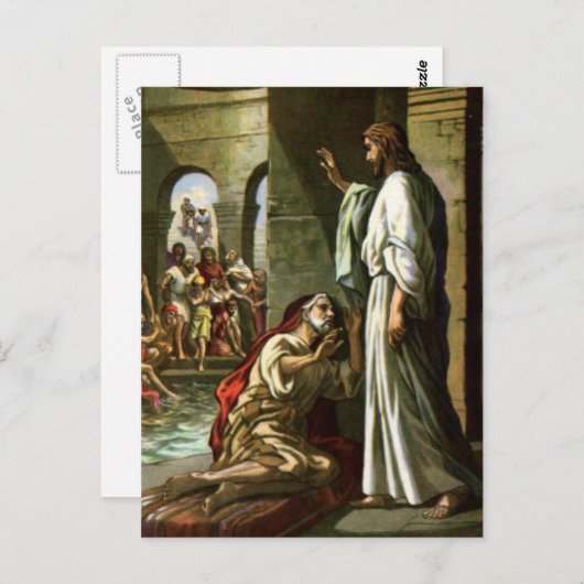 Jezus en het man in de pool briefkaart (Voorkant / Achterkant)