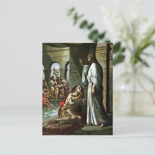 Jezus en het Man in de pool Briefkaart (Staand voorkant)