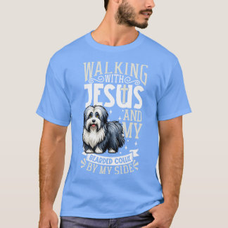 Jezus en hond Bearded Collie T-shirt