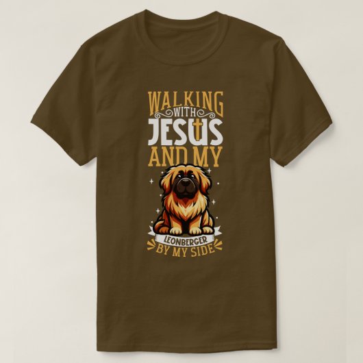 Jezus en hond Leonberger T-shirt (Design voorkant)