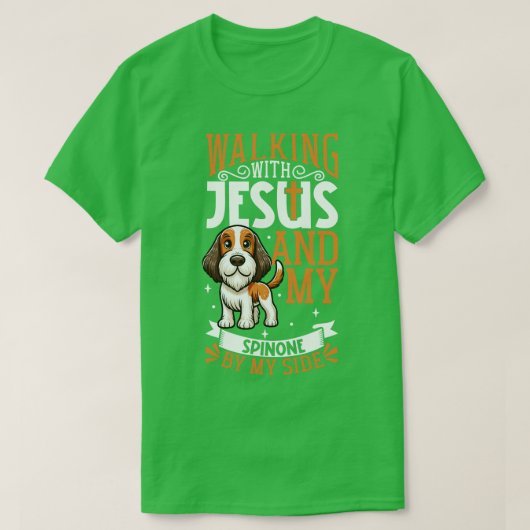 Jezus en hond Spinone Italiano T-shirt (Design voorkant)
