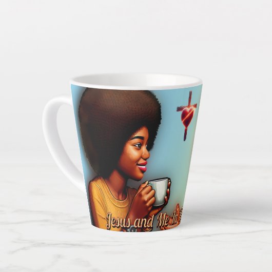 Jezus en ik in de ochtend latte mok (Linkerhoek)