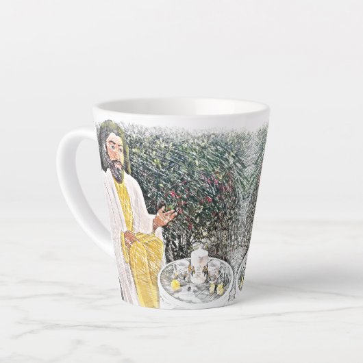 Jezus en ik met koffie of thee latte mok (Linkerhoek)