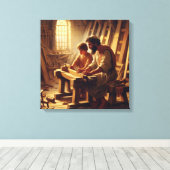 Jezus en Jozef 2 Canvas Afdruk (Insitu (Houten vloer))