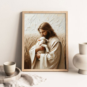 Jezus en lammetje, Christelijke kunst, Jezus Chris Poster