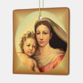 Jezus en Maagd Mary, Sistine Madonna ~ Keramisch Ornament (Links)