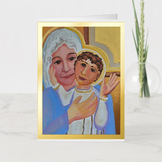 Jezus en Maria folie wenskaart (Voorkant)