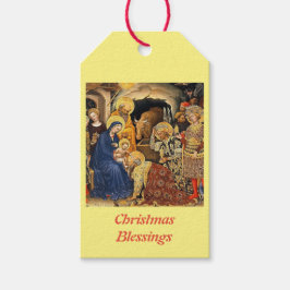 Jezus en Maria Kerstmis Geboorte met 3 Koningen Cadeaulabel