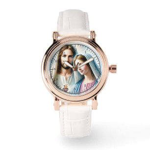 Jezus en Maria met Heilig Hart Horloge
