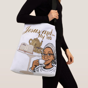 Jezus en mijn thee crossbody tas