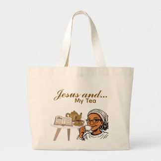 Jezus en mijn thee grote tote bag