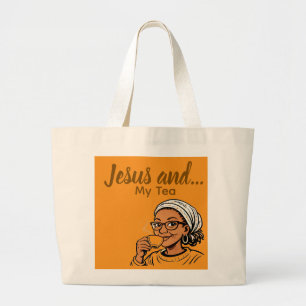 Jezus en mijn thee grote tote bag