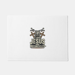 Jezus en motorfietsen Vintage christelijke biker D Deurmat