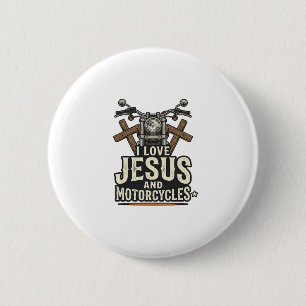 Jezus en motorfietsen Vintage christelijke biker D Ronde Button 5,7 Cm