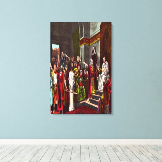 Jezus en Pilatus verpakt Canvas (Insitu (Houten vloer))
