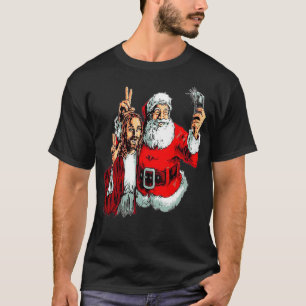 Jezus en Santa selfie T-shirt
