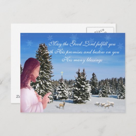 Jezus en Sheep Briefkaart (Voorkant / Achterkant)