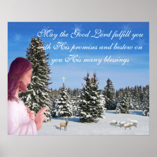 Jezus en Sheep Poster