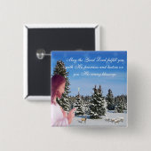 Jezus en Sheep Vierkante Button 5,1 Cm (Voorkant /achterkant)