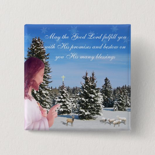 Jezus en Sheep Vierkante Button 5,1 Cm (Voorkant)