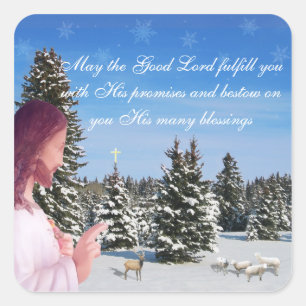 Jezus en Sheep Vierkante Sticker