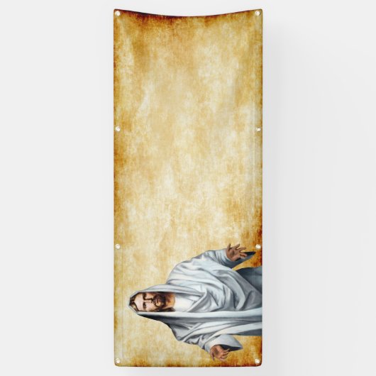 Jezus en sjabloon van de parketkerkerk spandoek (Verticaal)