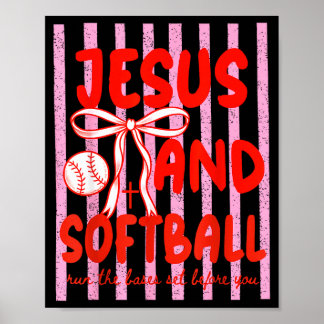 Jezus en Softball Coquette Game Day Softbal Moeder Poster