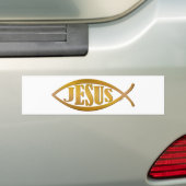 Jezus en vissymbool bumpersticker (Op auto)