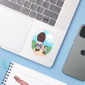 Jezus en zijn schapen met achtergrond sticker (Laptop met iPhone)