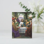 Jezus en zijn vrienden in de kamer bovenaan briefkaart (Staand voorkant)