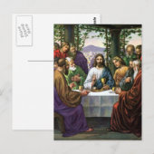 Jezus en zijn vrienden in de kamer bovenaan briefkaart (Voorkant / Achterkant)