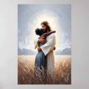Jezus en Zwarte Vrouw Christus Vrouw Jezus Schilde Poster