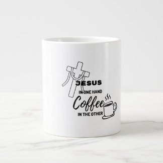Jezus enerzijds, koffie anderzijds extra grote beker